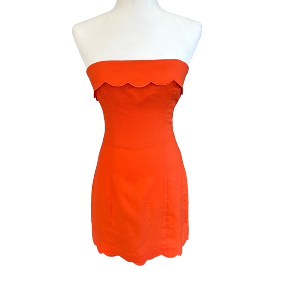 Reformation Orange Strapless Mini Dress - Picture 1 of 12